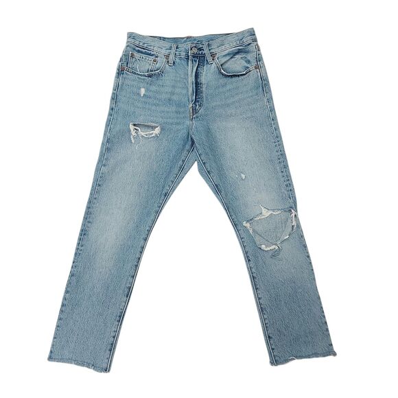 Levis 501s Skinny Jeans Womens 27 Blue Vintage 80s Big E High Rise Button Fly - Picture 1 of 14